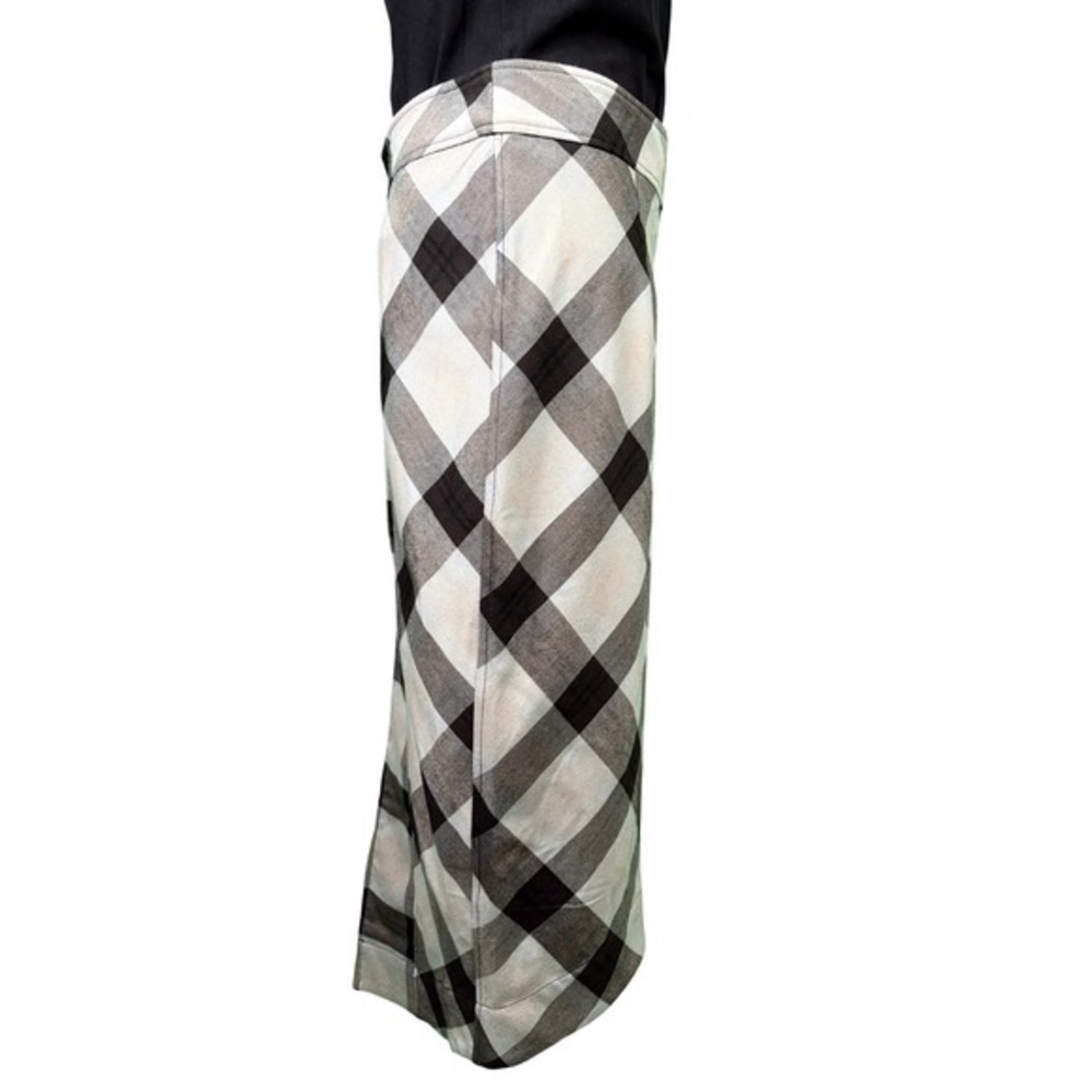 Free People Plaid Pencil Skirt Asymmetric Hem Career Casual Size 12 - Picture 4 of 10